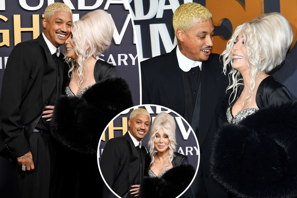 Cher, 78, and boyfriend Alexander ‘AE’ Edwards, 39, cozy up on ‘SNL 50’ anniversary special red carpet