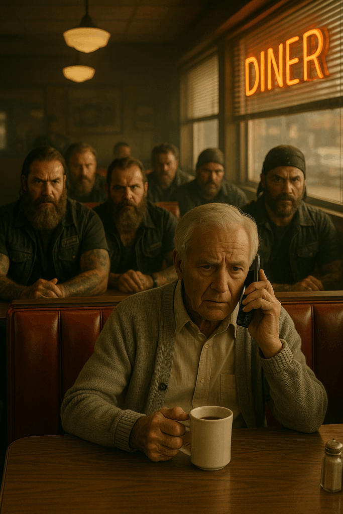 Five Bikers Surrounded a 96-Year-Old at a Maine Diner — Seconds Later, Their Faces Went Pale- The day a storm of leather and engines uncovered the quiet past of a man everyone thought they knew.